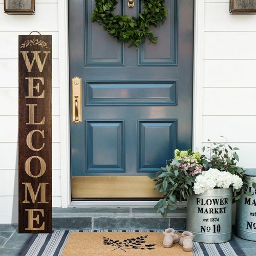 縦型welcomeボード 看板 玄関 フロント 木製 ウェルカムボード