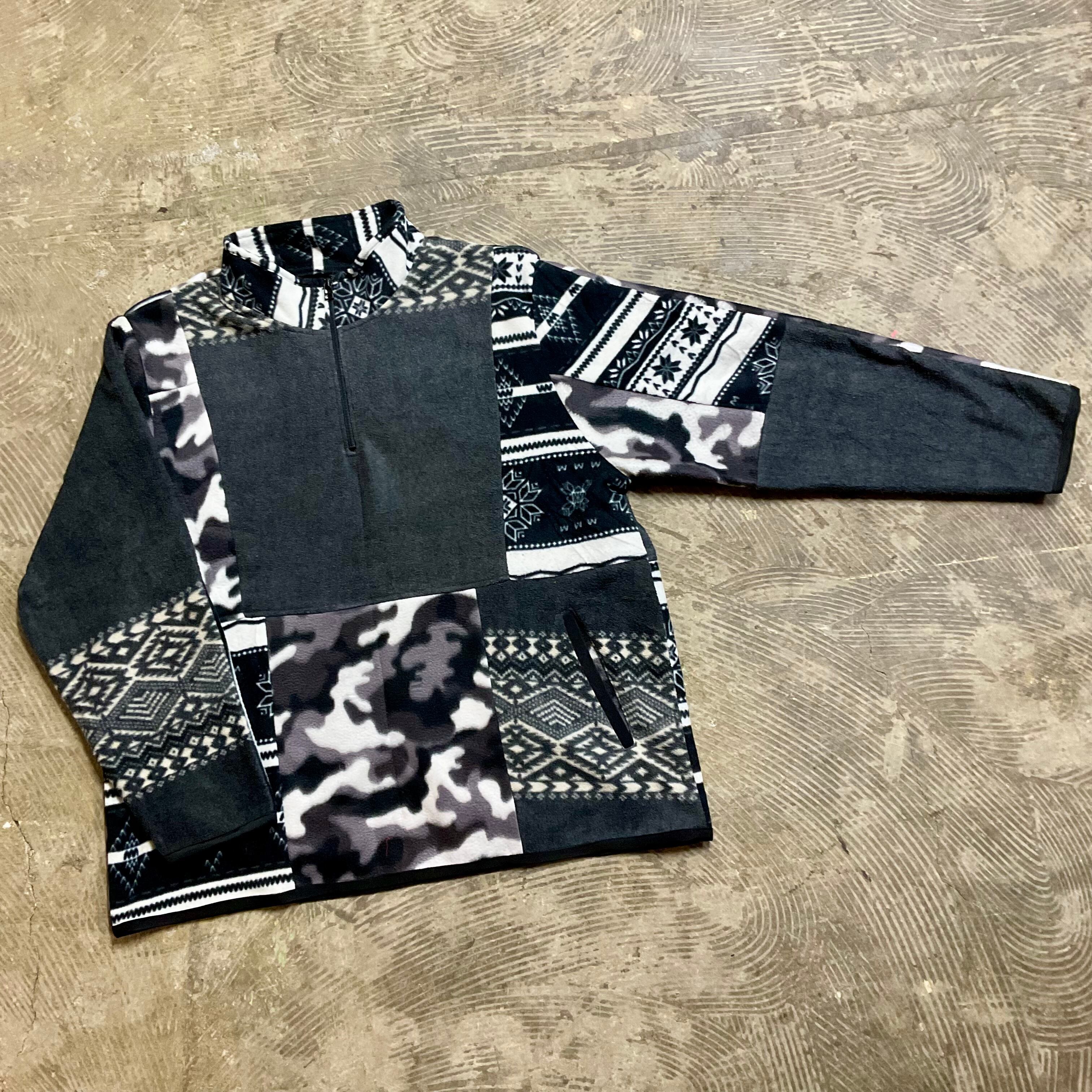 Mr.Remakeman】 Half Zip Fleece カラー：ブラックミックス パターン