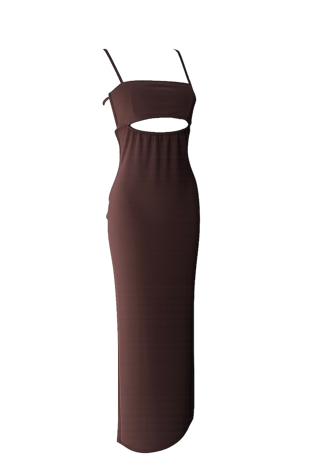 Crescent cut cami dress -Brown / MOOL