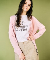 DOGS LOVERSプリントラグランスリーブTシャツ (WHITE) CQ-49021