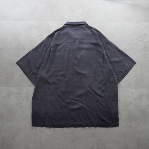 Tommy Bahama Silk open-collar shirt dark charcoal [XL] 古着