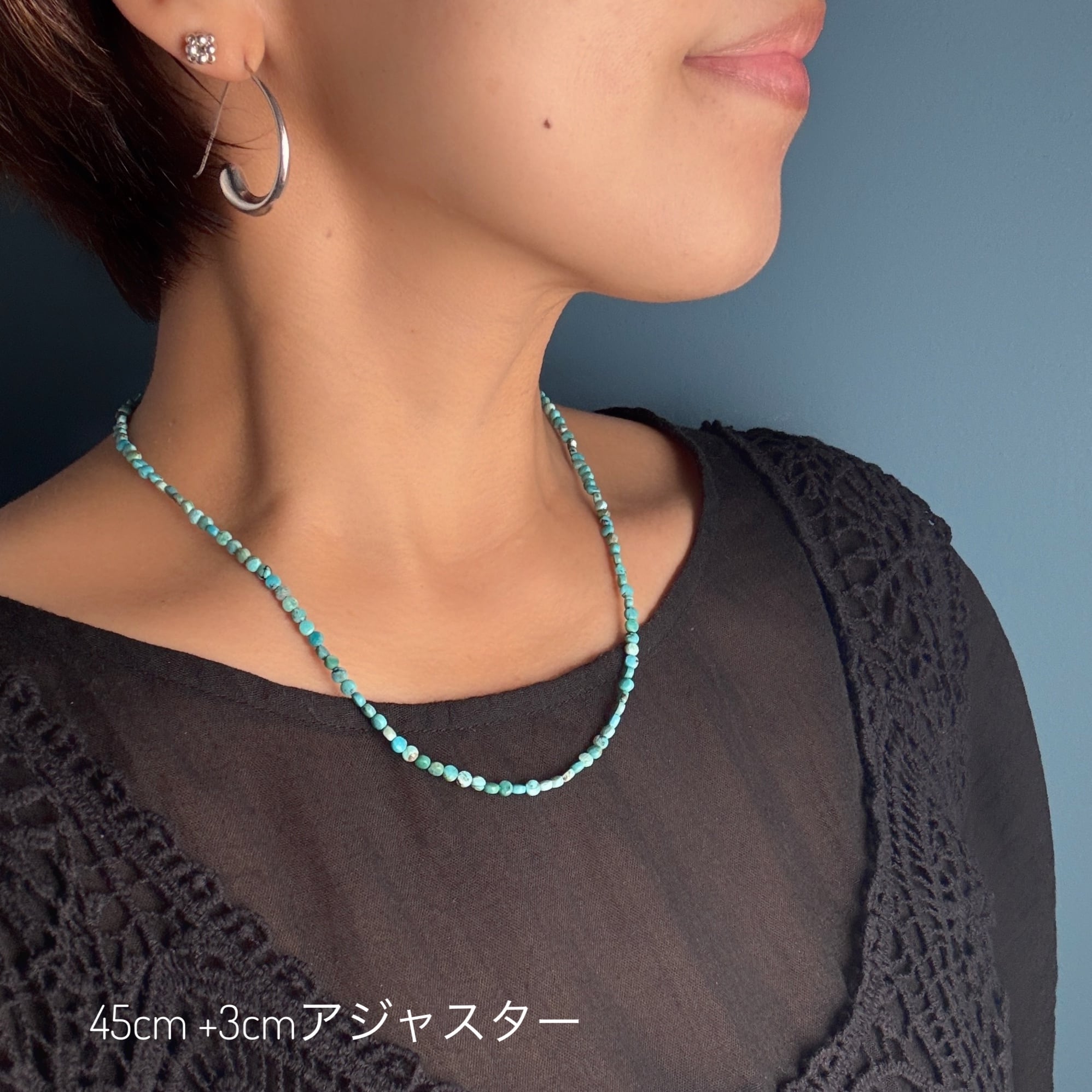 Lagoon Original ターコイズ 3mm コインカット ネックレス 40cm 45cm