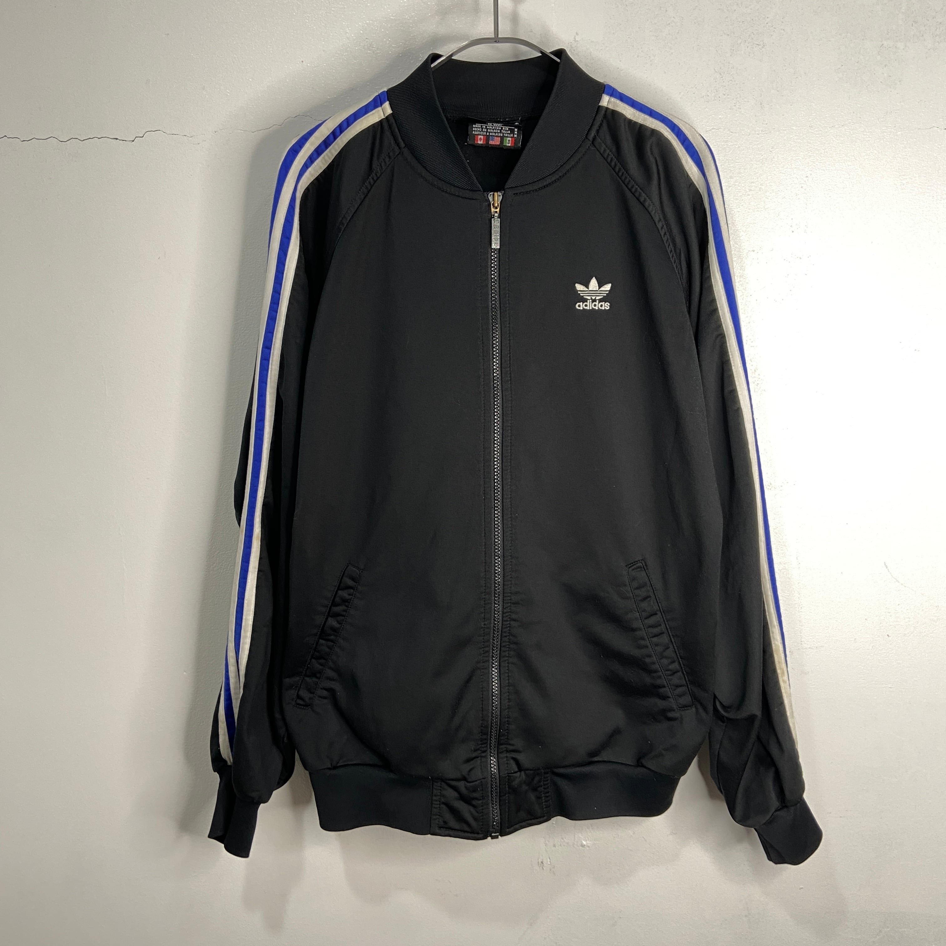 送料無料』80s adidas 万国旗タグ トラックジャケット ブラック M 黒 