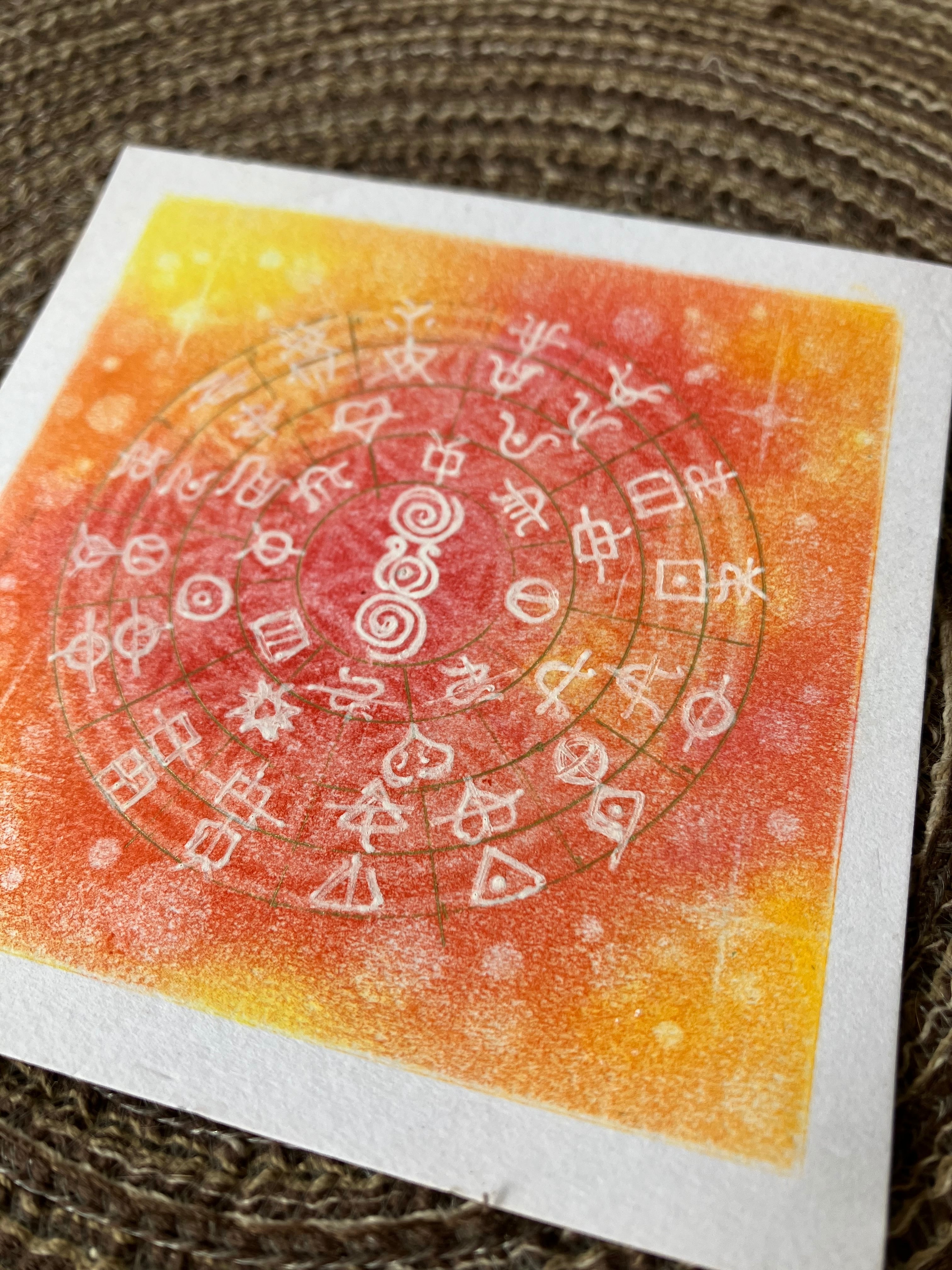 スクラッチアート 完成品 オリジナル フラワーハリネズミ 原画 一点物