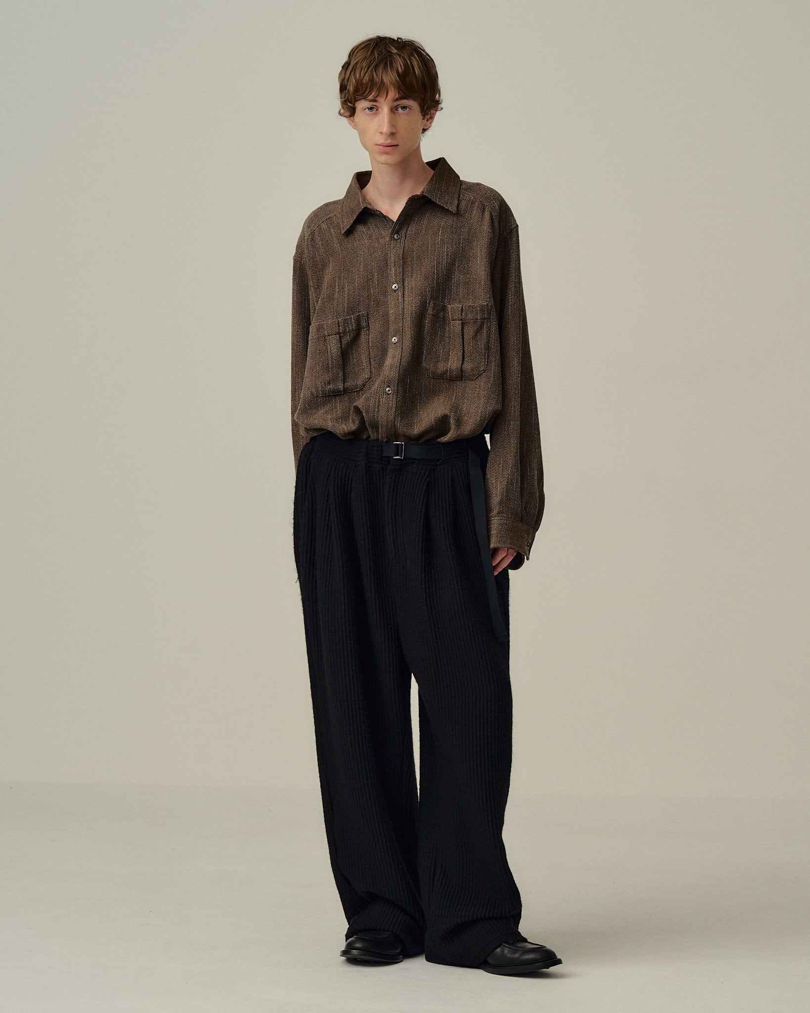 Ancellm -MELANGE WOOL OVER WORK SHIRT- / ANC-SH74-B / アンセルム