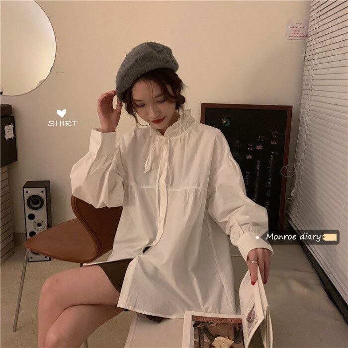 ホワイトシャツ スプリングルーズトップス コート ロング 春物 モンロー35807926581