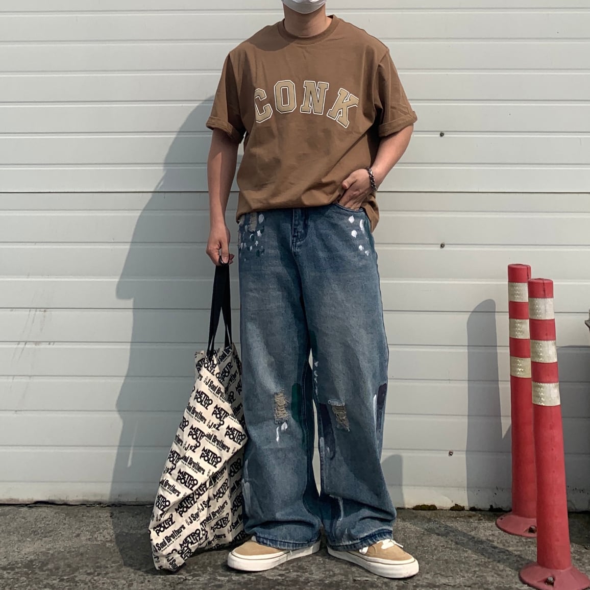 ダメージ加工 ストレートデニムパンツ