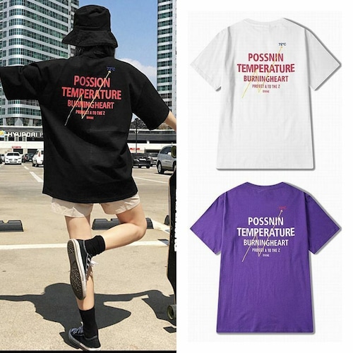 【★送料無料★】 3カラー ユニセックス Tシャツ 半袖 韓国ファッション メンズ レディース バックプリント バックプリント ラウンドネック ストリート系 DCT-576211190986