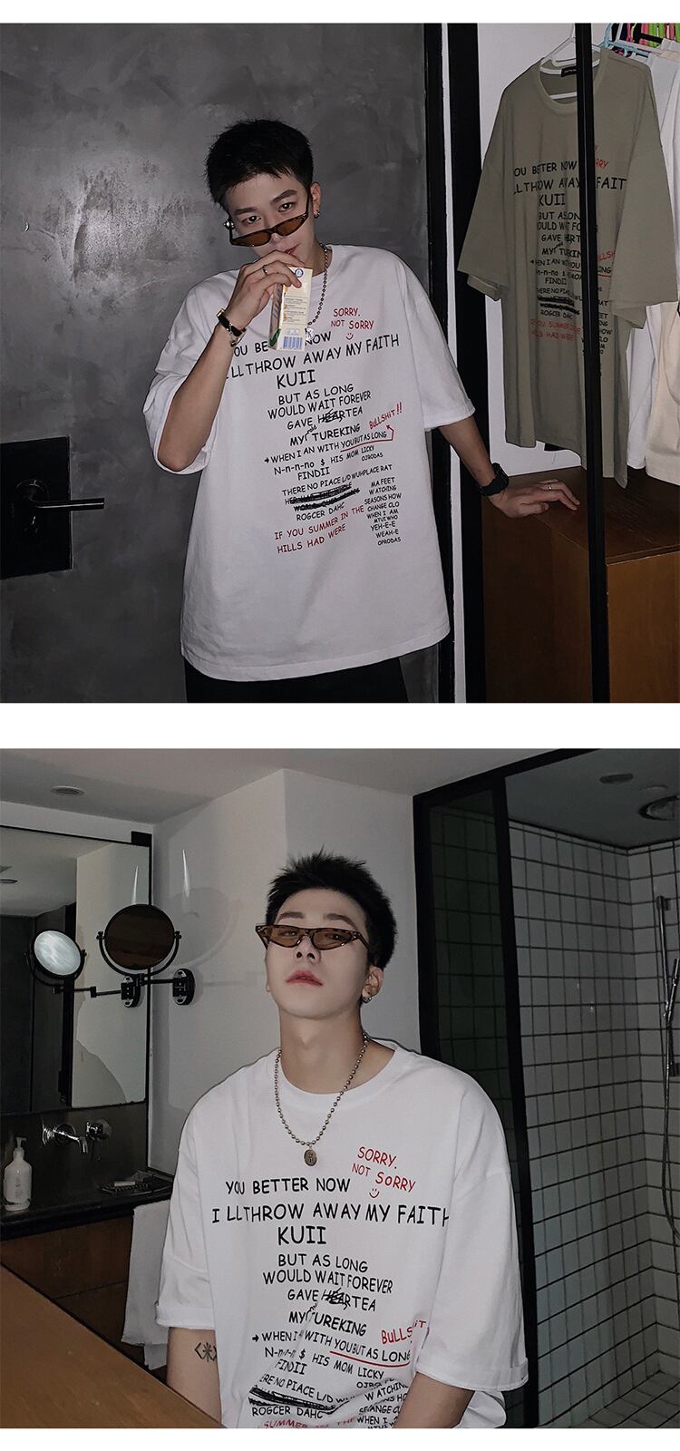 全3色 Tシャツ カットソー プリント カジュアル シンプル