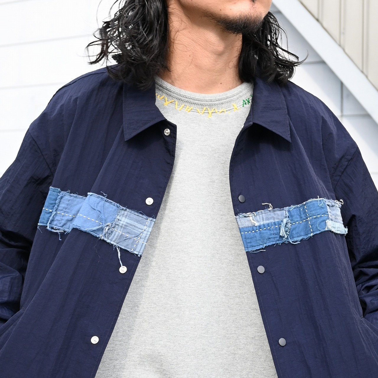 KUON / Indigo Nylon Coaches Jacket-Boro-