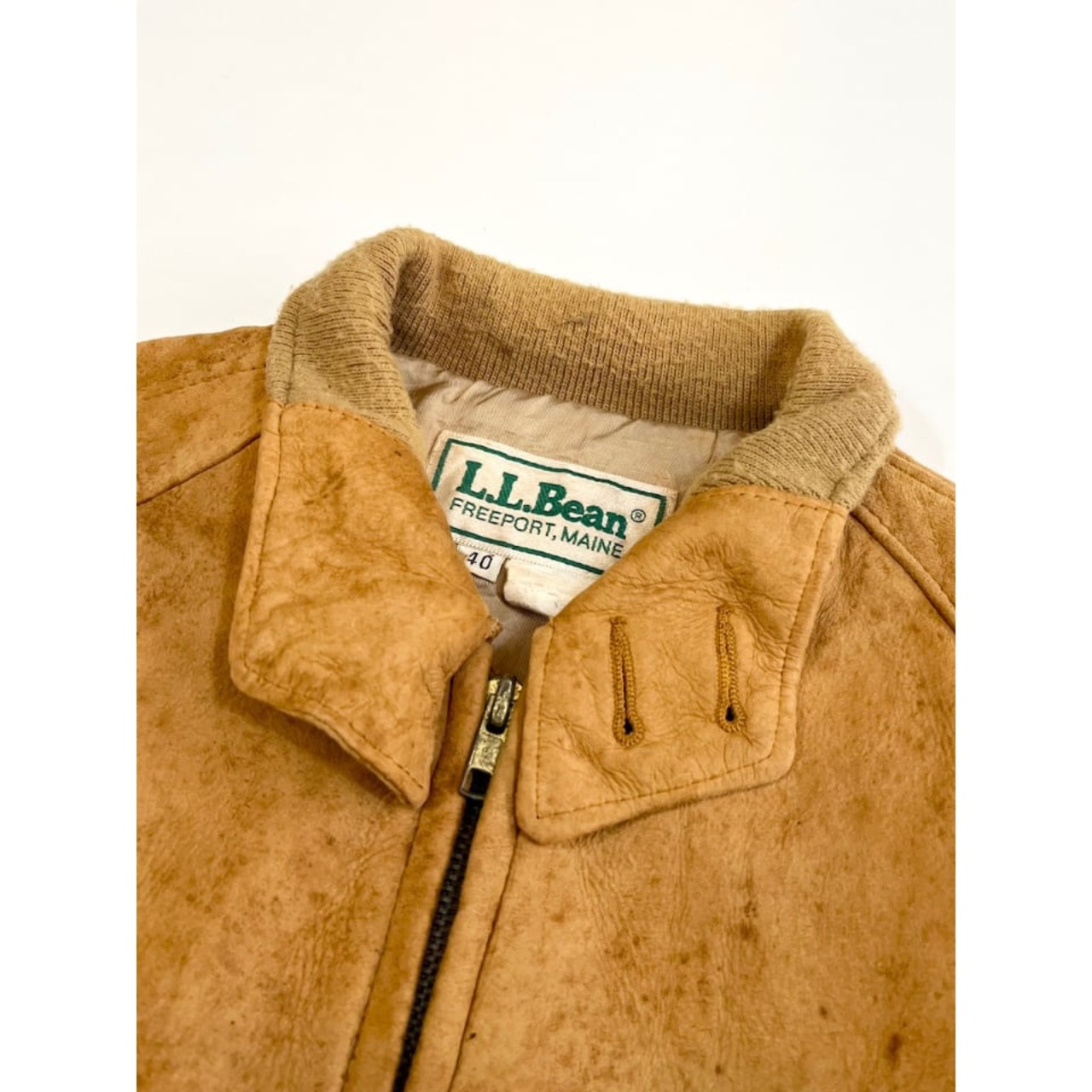 80s L.L.Bean LAMB SUEDE HARRINGTON JACKET Size 40