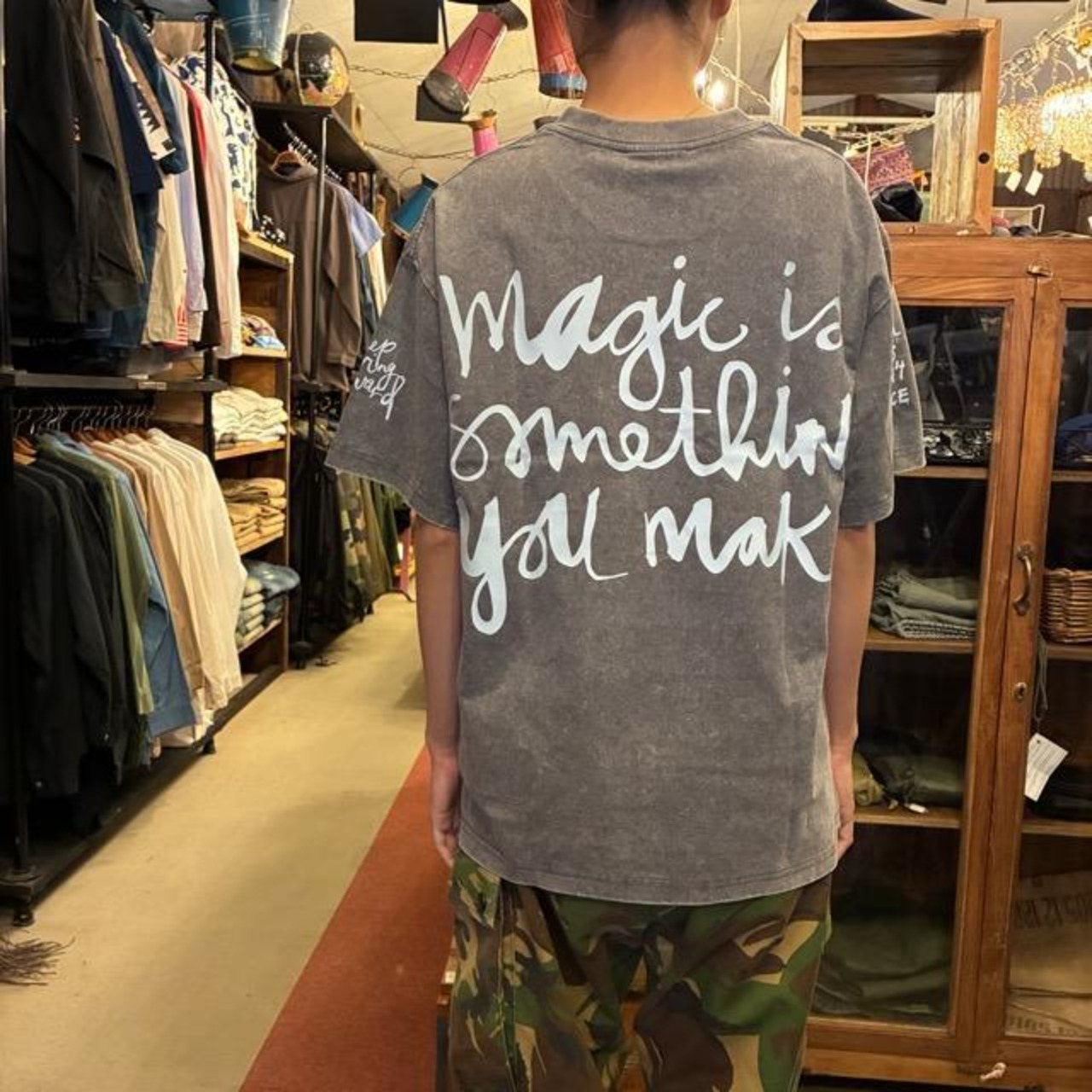 TOPANGA Lady's TOPANGA FIRECOUNTRY Pigment dyed T-shirt Magic is something you make Gray 　ピグメントダイ半袖Tシャツ　マジックイズ　グレー　