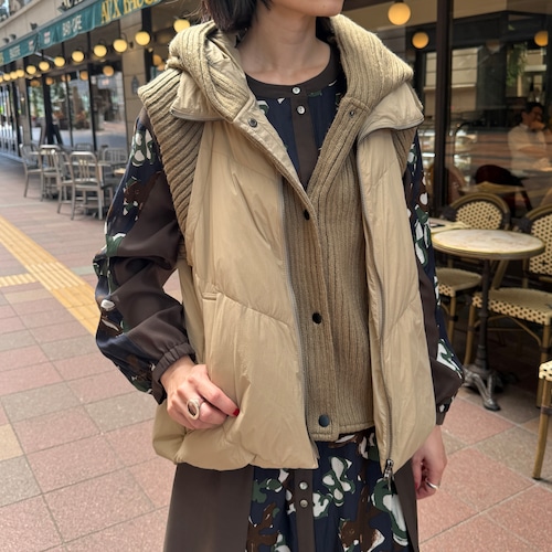 【先行予約】ナイロンタフタ×ニット切替ダウンベスト