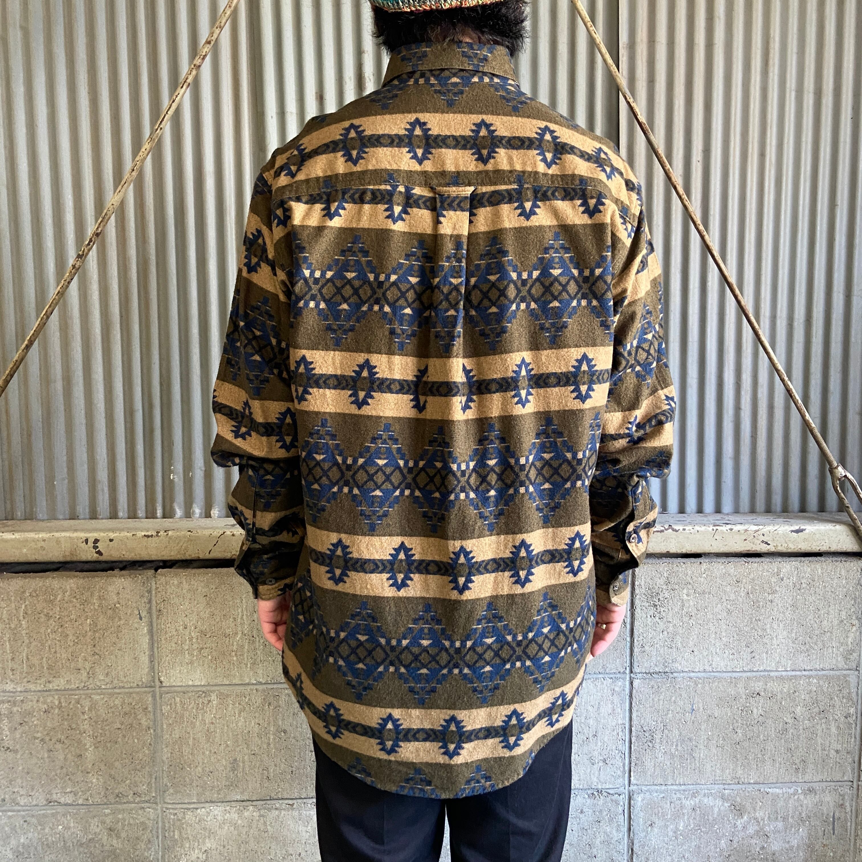 Wool Rich ウールリッチ ネイティブ柄 総柄 長袖 プリントネルシャツ
