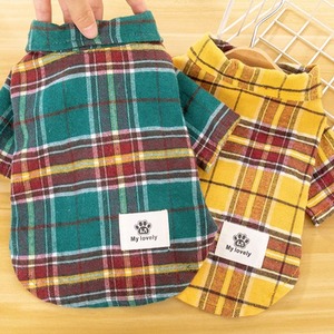 【PET】4色展開オリジナルチェック柄スナップボタンシャツ
