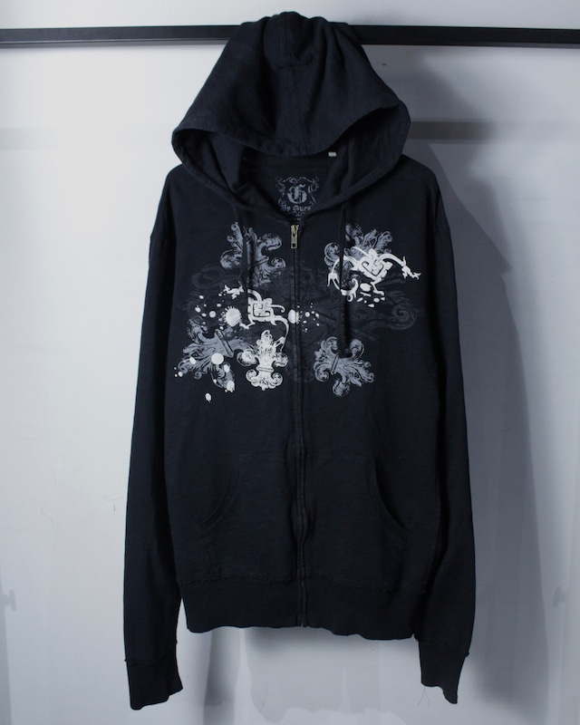 【Caka BLACK】“G by GUESS” Gothic Print Zip Up Hoodie