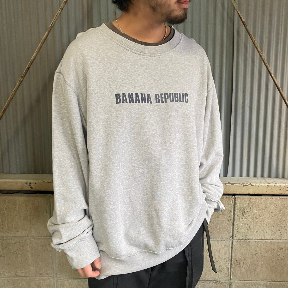 90s banana republic 白スウェット アメリカ製 バナリパ-