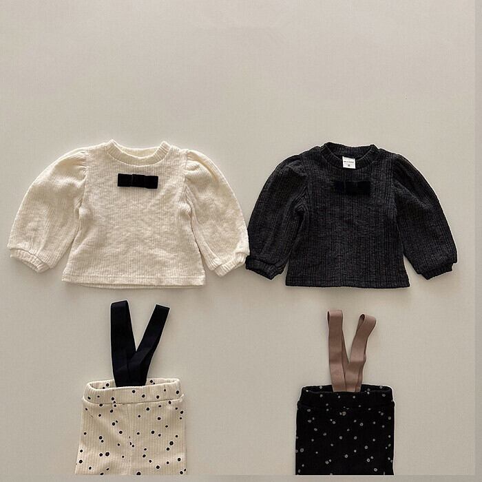 【BABY&KID】2024新作パフスリーブトップス/ドットサロペット