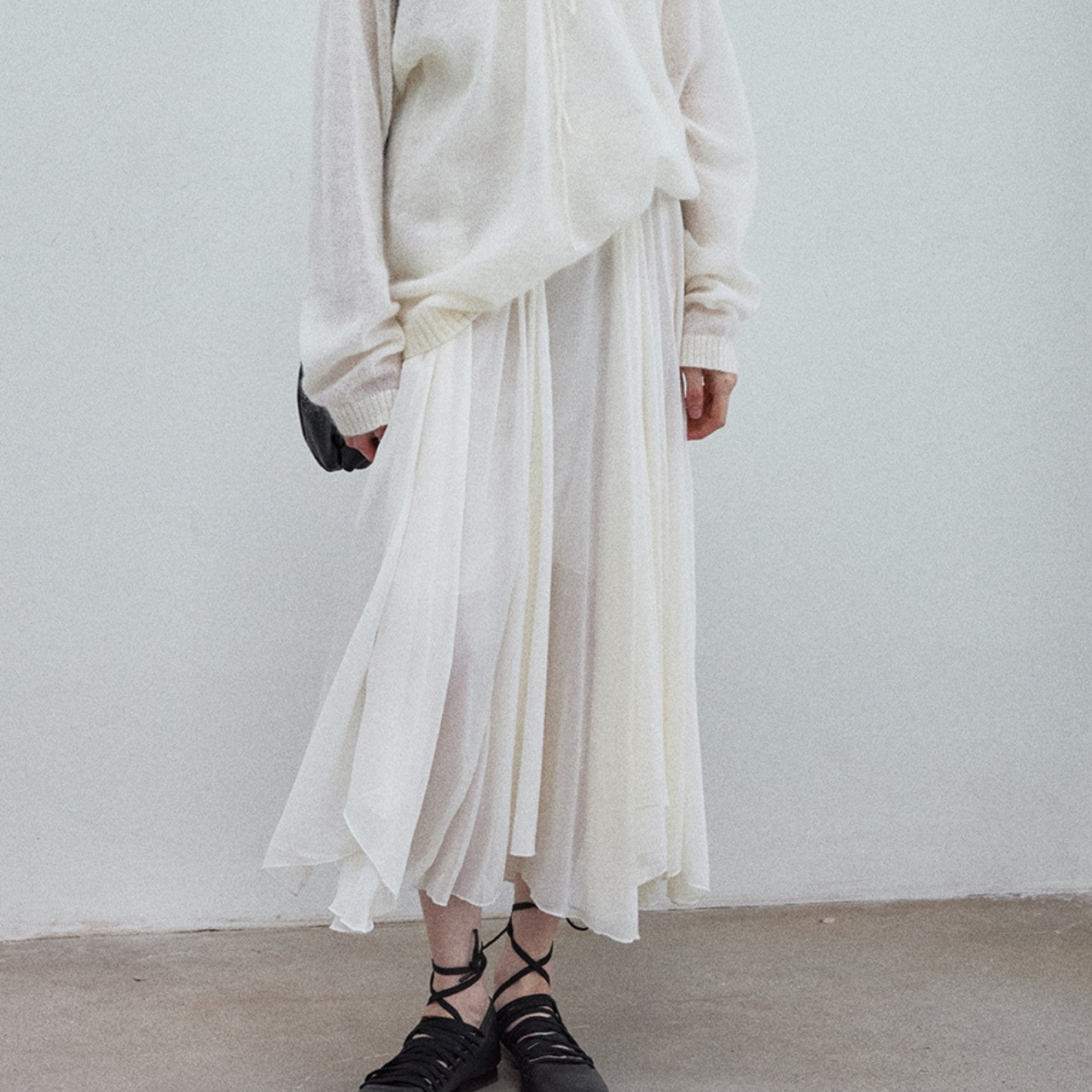 Sheer Flowing Midi Skirt T3669