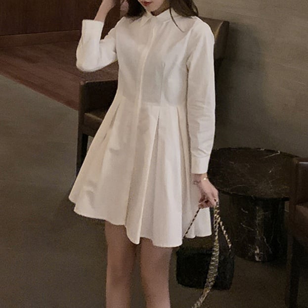 A-line pleated shirt dress