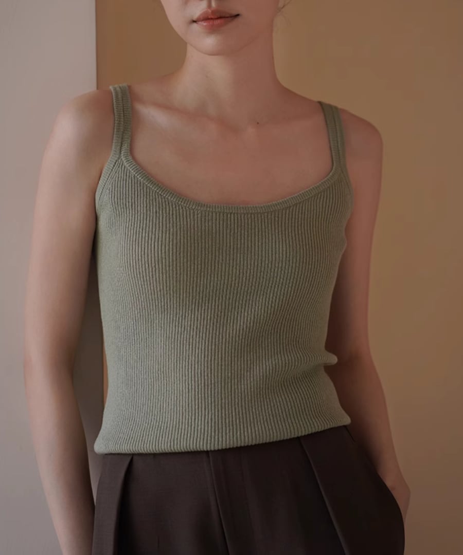 カシミヤ混◆やわらかリブタンクトップ【t-10337】