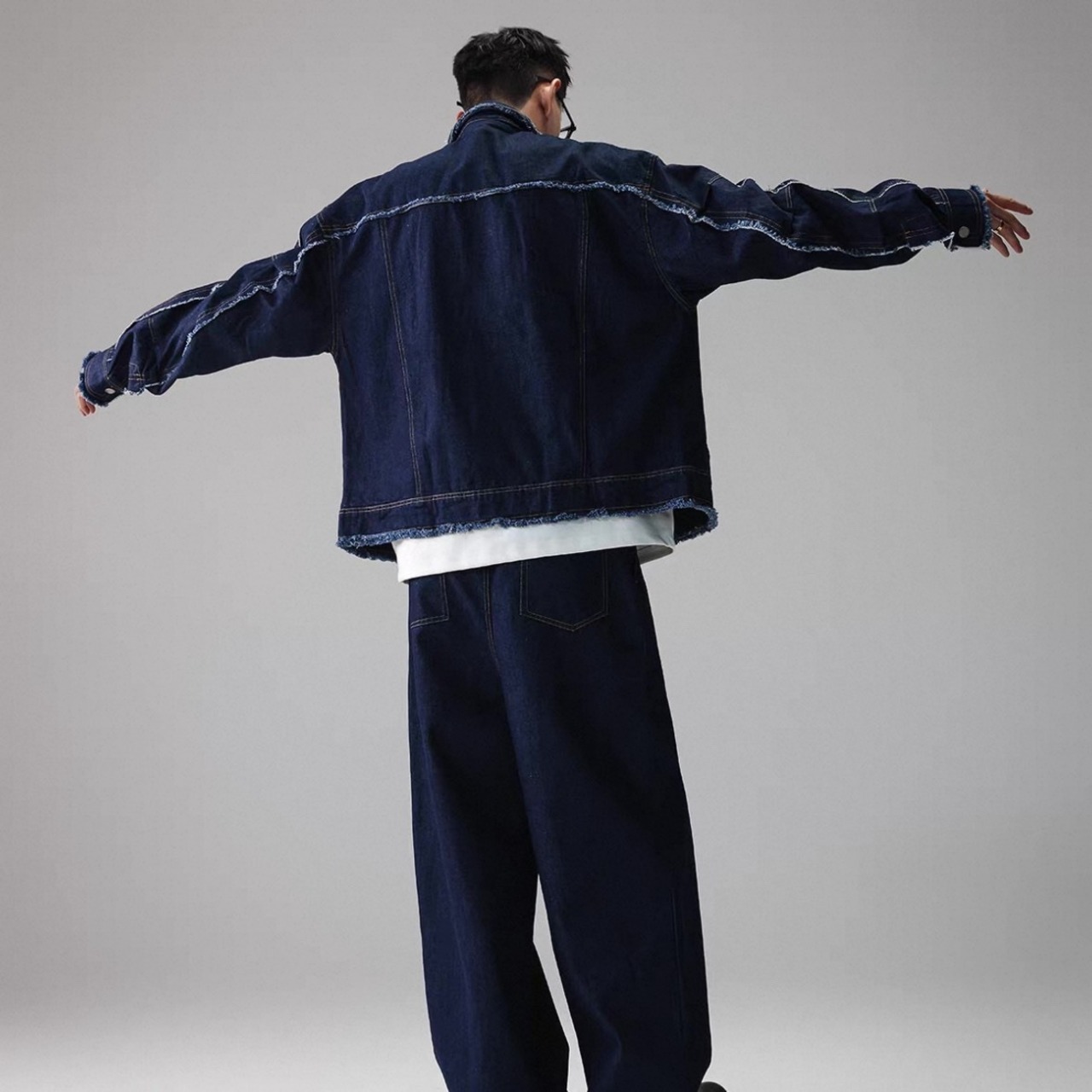 Wide silhouette denim easy pants 1242 - 5