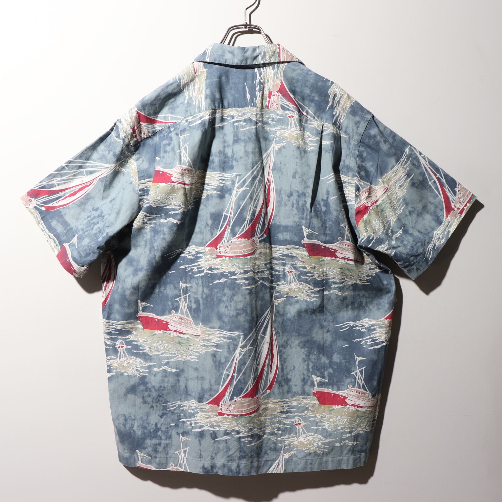 極美品 L 半袖開襟シャツ ポロラルフローレン ヨット 総柄 アロハ 90s 