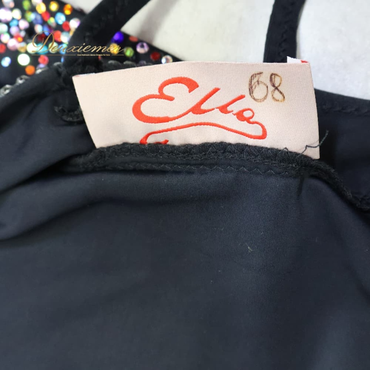 社交ダンス 衣装 Ella エラ ドレス ワンピース ラテン ブラック系 黒 アシンメトリー デモ 競技 ダンス パーティ 発表会 スタイリッシュ 高級感 軽い 上品 エレガント ダンス衣装 コスチューム
