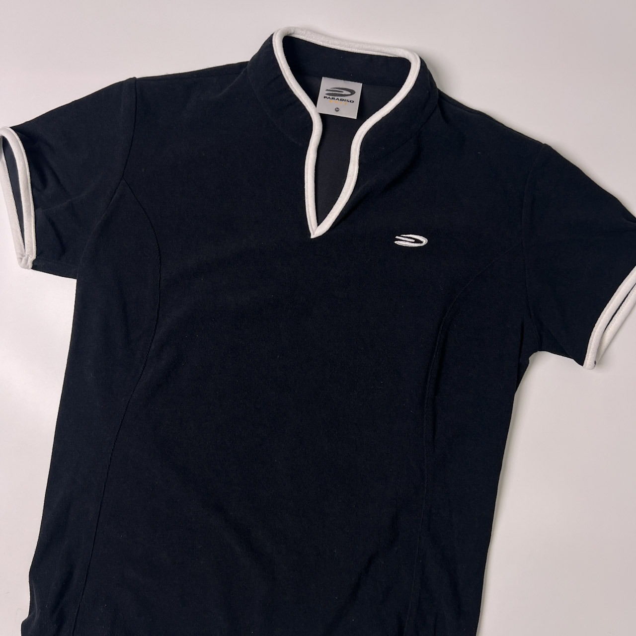PARADISO パラディーゾ パイル地 スキッパー Tシャツ M/ブラック/ゴルフ
