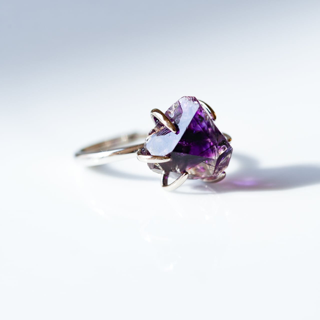 アメシスト (アメジスト) 鉱物原石 フリーサイズ シルバー925 リング
