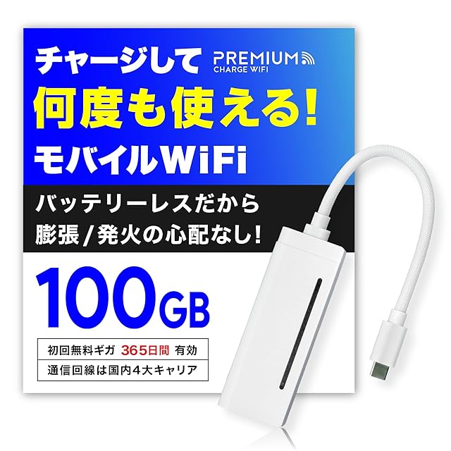 USB型 ポケットWiFi 100GB 国内チャージ [365チャージWiFi] モバイル
