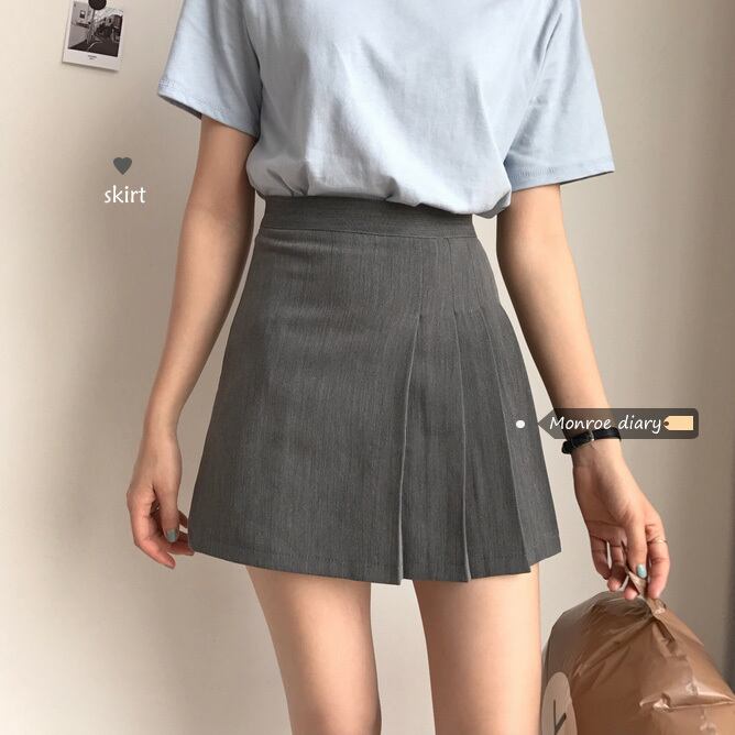 サマーハイウェストショートスカート Aラインスリム薄手プリーツ 夏物 モンロー2219974