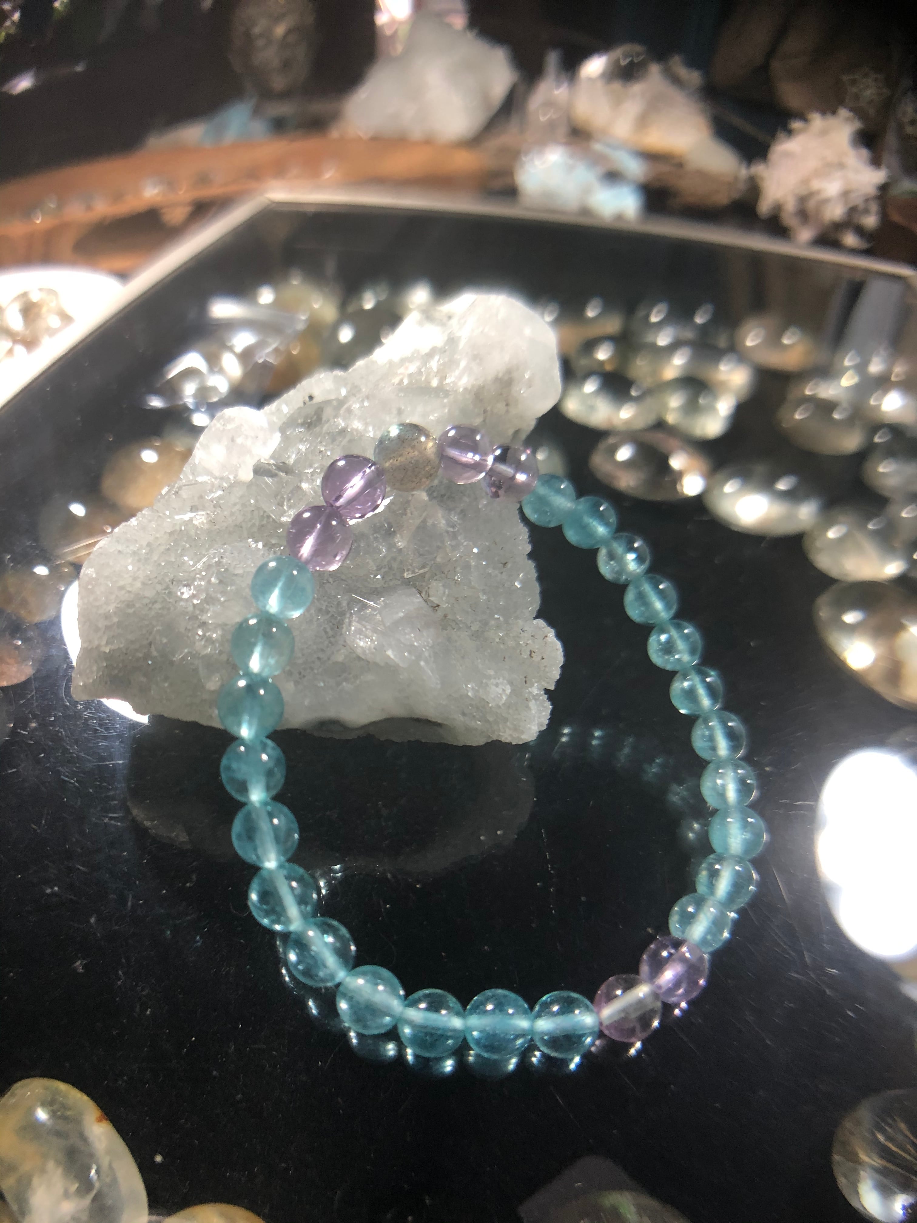 高品質☆アクアマリンとアメジストMIXブレスレット aqb001 | Funky