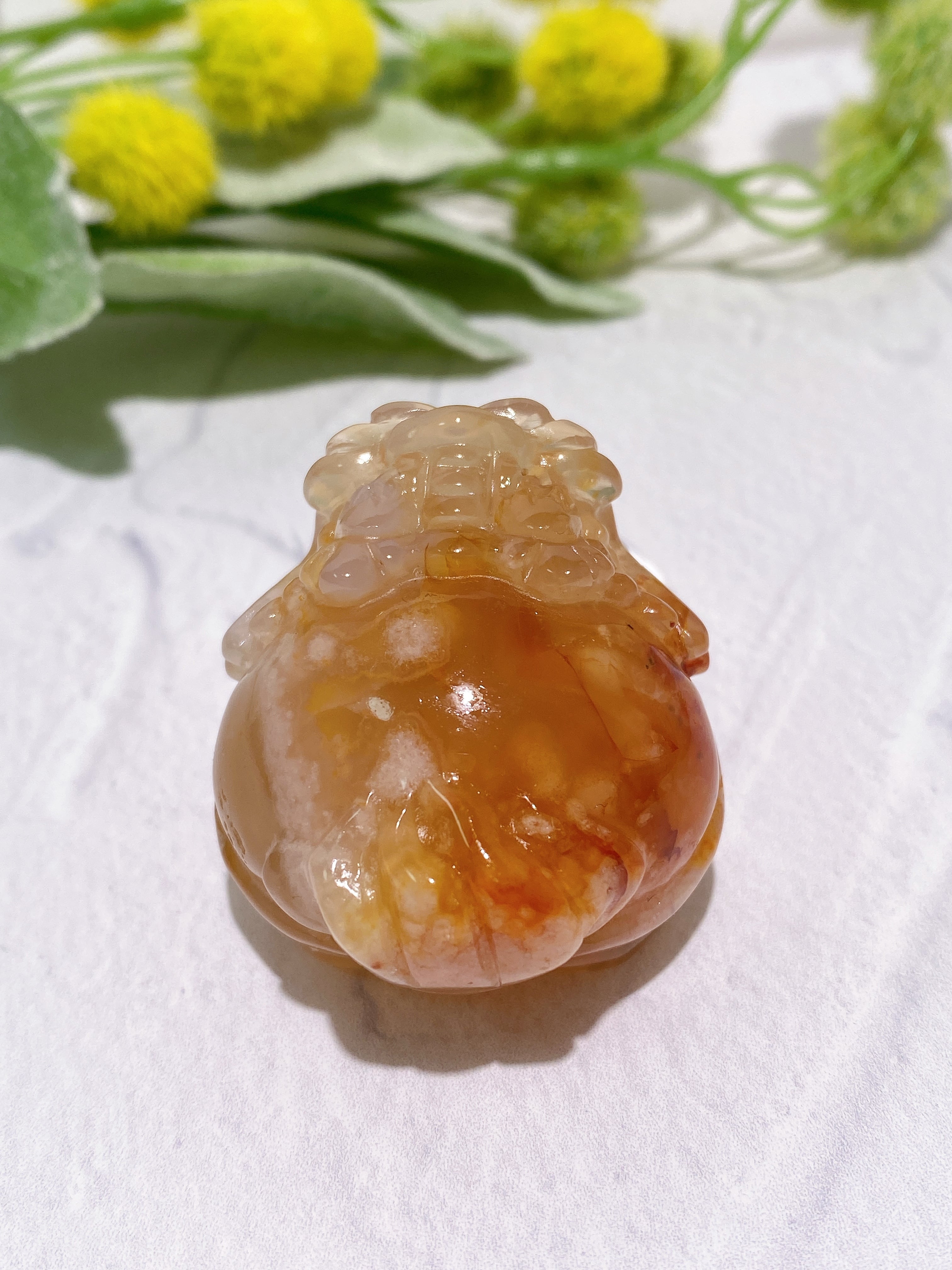 【レア】お値下げ ブルーフラワーアゲート 天然石 置物 ロングイ 龍亀 圧巻の美しさ】フラワーアゲート龍亀(ロングイ) | 9rinto