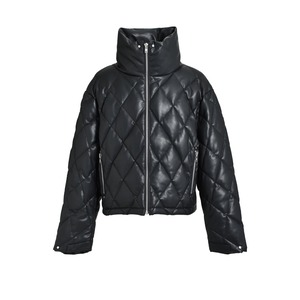 BREATH / faux leather quilting down jacket