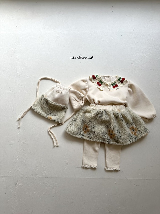 予約 KIDS - Cherry Collar Man-to-Man   [ mienbloom.B ]