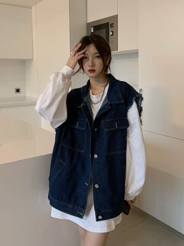 スタンダードオータムスタイルルーズ薄手ノースリーブトップス レトロ 秋物 モンロー9971279905