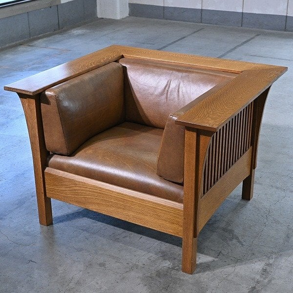 Condehouse ボルス　オットマン　高級　シボ厚革　旭川家具 カンディハウス 70万「BOLS/ボルス」2人掛けソファ オーク材 本革
