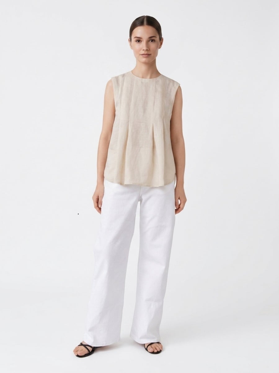 PDF型紙 No.6 Aube 2タックノースリーブトップ | 大人服の型紙・通販
