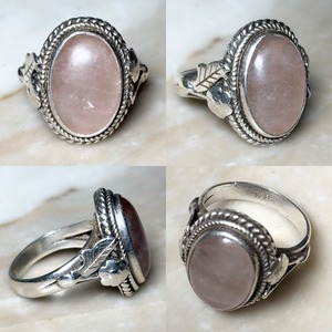 vintage silver pink stone ring