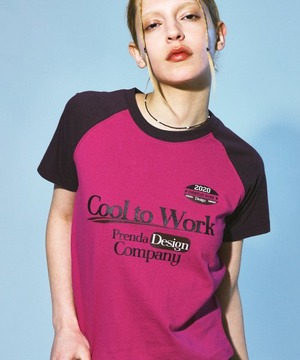 [PRENDA] COOL TO WORK COMBINATION RAGLAN TEE MAGENTA