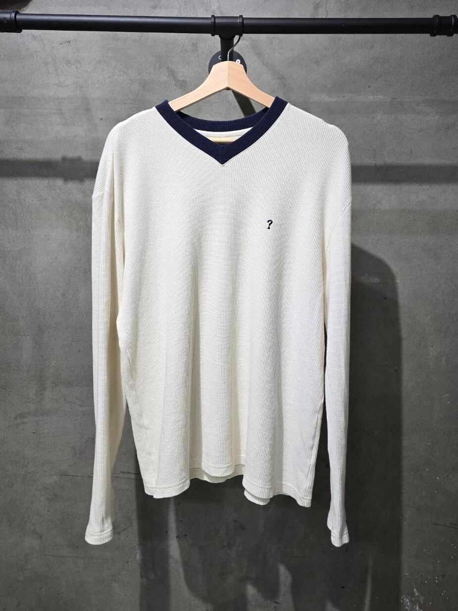 Eddie Bauer” 80's~90's gray×white cotton/otherfibers design L/S