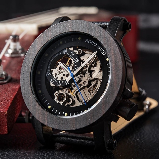【TR2192】[3bar] Wooden mechanical watch - Skeleton