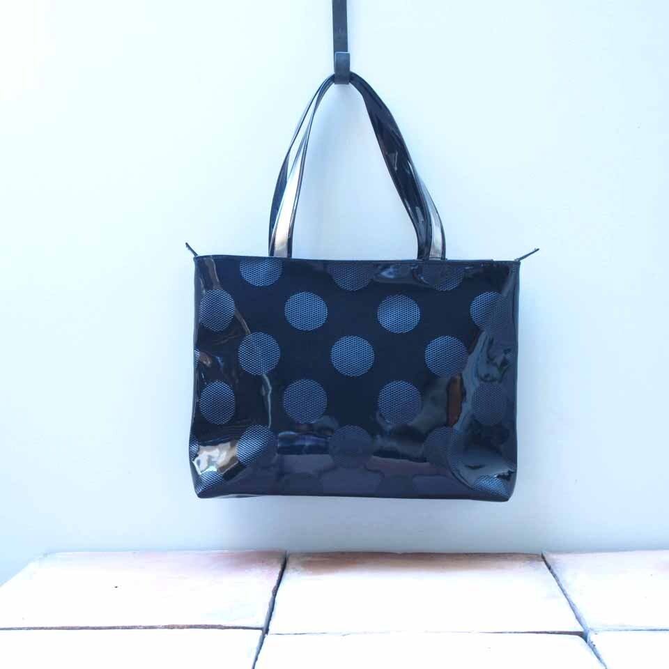 HANA (バッグ)水玉エナメルシリーズ 3 トートバッグ 大 ファスナー有り <受注制作品>