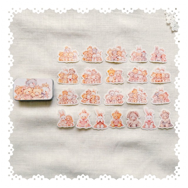 【花冠のくまたち】缶入りシール（全22柄）