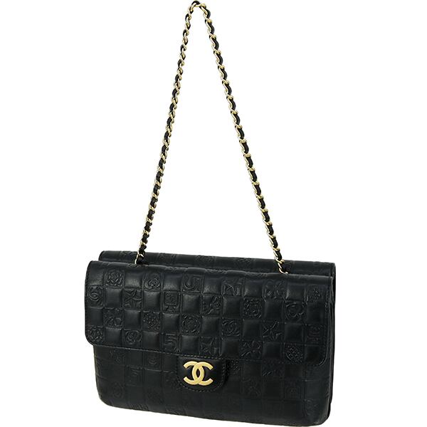 Used CHANEL シャネル チョコバー ダブルフェイス チェーンバッグ 黒 8