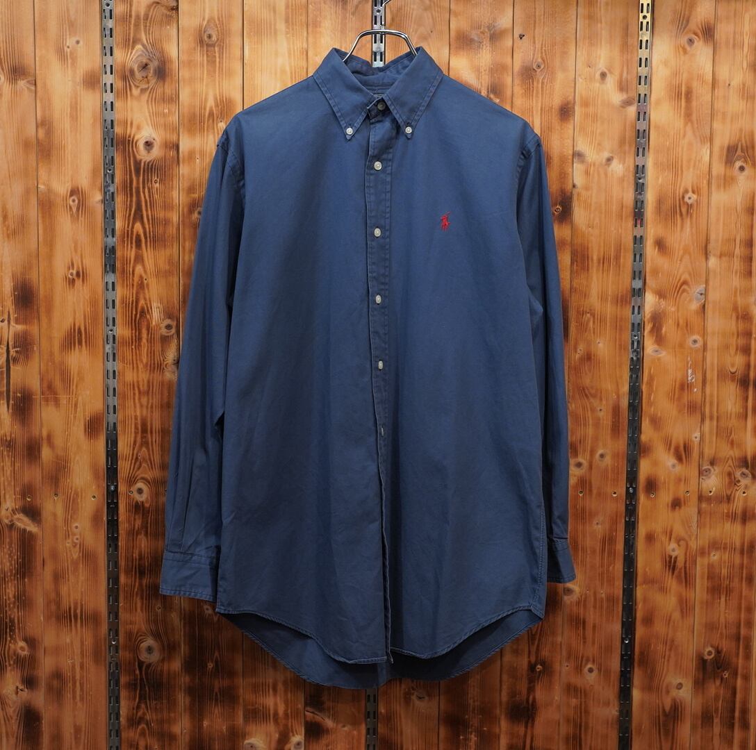 80s90s polocountry ralphlauren 長袖 ボタンダウンシャツ M /ポロカントリー ラルフローレン ネイビー
