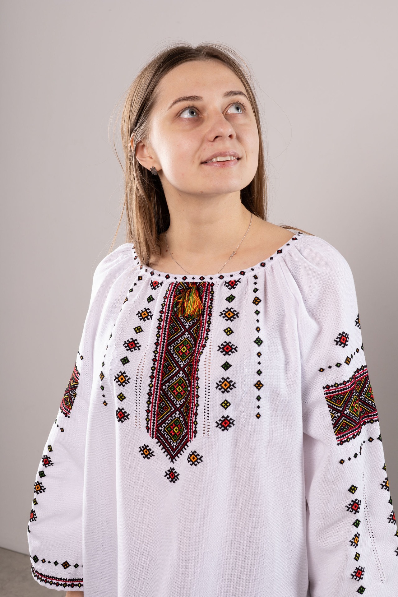 ウクライナ刺繍ヴィシヴァンカ・クラシック　手刺繍　麻　レディース・フリーサイズ - 1