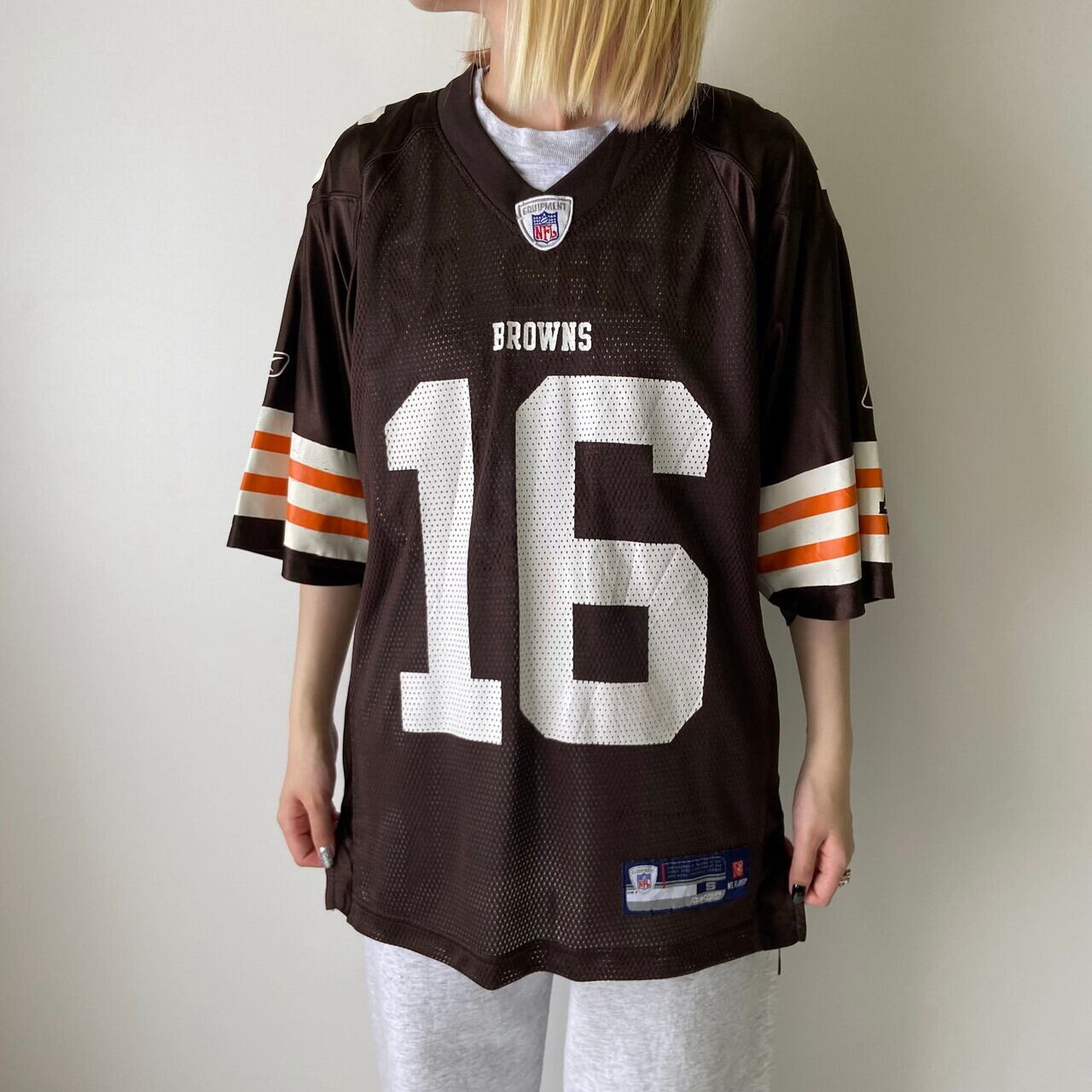 Rawlings NFL CLEVELAND BROWNS クリーブランドブラウンズ Vネック ゲームシャツ フットボールシャツ メンズM /eaa320065