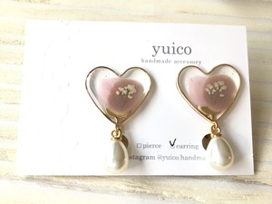 yuico/ハートとパールのイヤリング